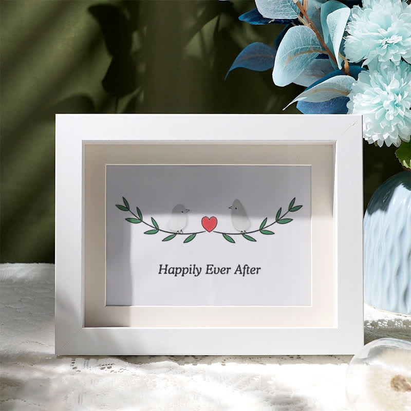 Happily Ever After Lovebirds Sea Glass Framed Art - White - 6" X 8" - image 4