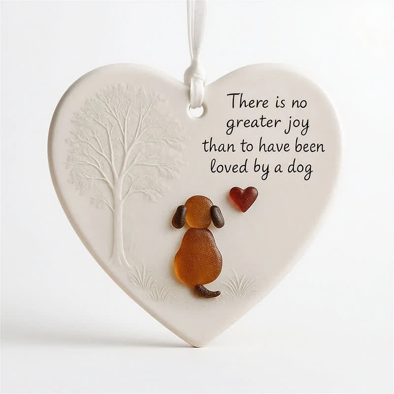 Heartwarming Dog Heart-Shaped Sea Glass Hanging Ornament - image 2