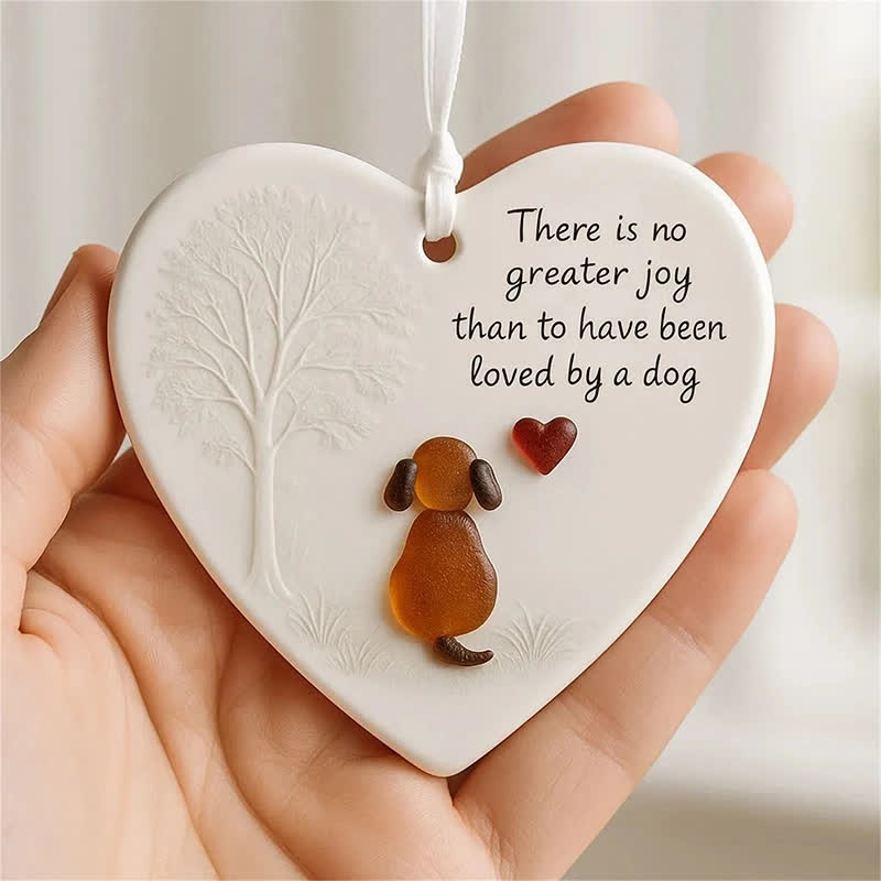 Heartwarming Dog Heart-Shaped Sea Glass Hanging Ornament - Buy 4 Get 3 Free(7 Pcs) - 2.91" × 2.76" × 0.12" - image 0