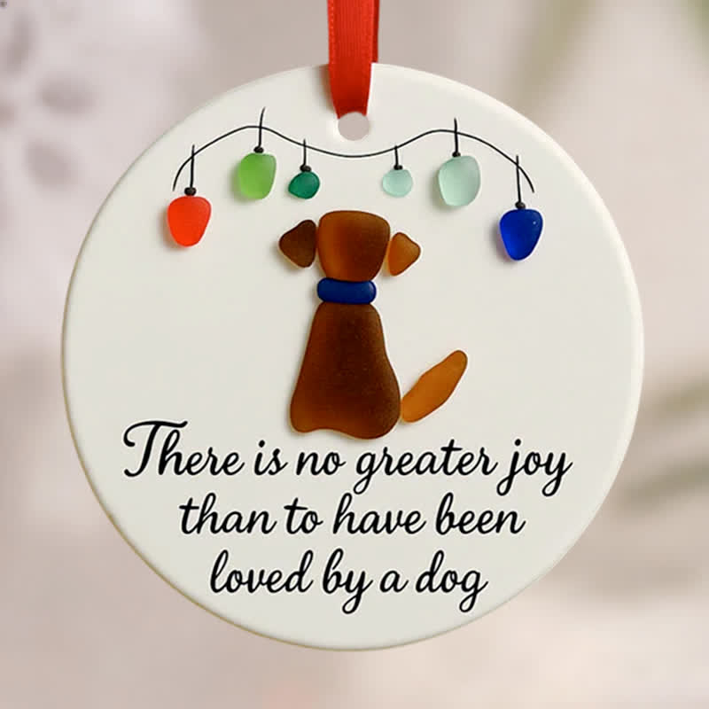 Fairy Lights Dog Round-shaped Sea Glass Hanging Ornament - image 4