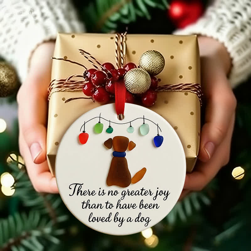 Fairy Lights Dog Round-shaped Sea Glass Hanging Ornament - image 2