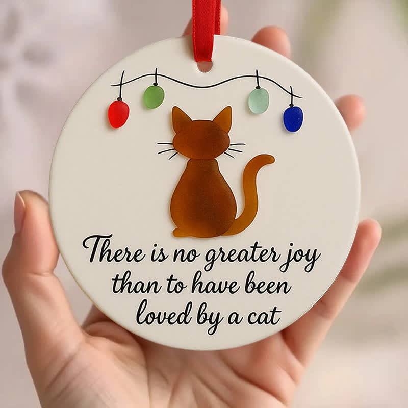 Fairy Lights Cat Round-shaped Sea Glass Hanging Ornament - Buy 4 Get 3 Free(7 Pcs) - 2.87" × 2.87" × 0.12" - image 0