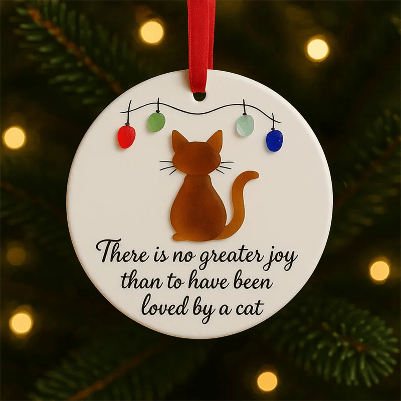 Fairy Lights Cat Round-shaped Sea Glass Hanging Ornament - image 4