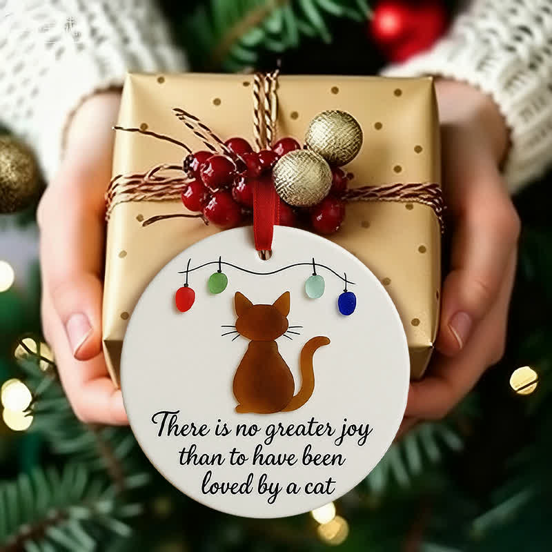 Fairy Lights Cat Round-shaped Sea Glass Hanging Ornament - image 3