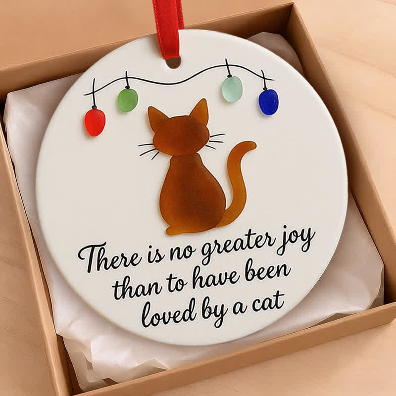 Fairy Lights Cat Round-shaped Sea Glass Hanging Ornament - image 2