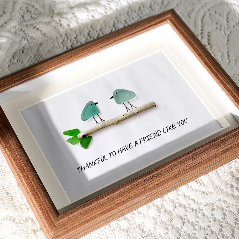 Friend Birds Sea Glass Framed Art Friendship Gift - image 2