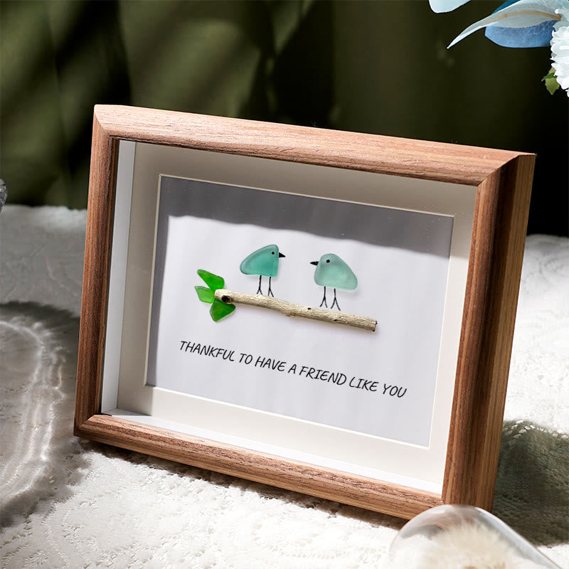 Friend Birds Sea Glass Framed Art Friendship Gift - image 1