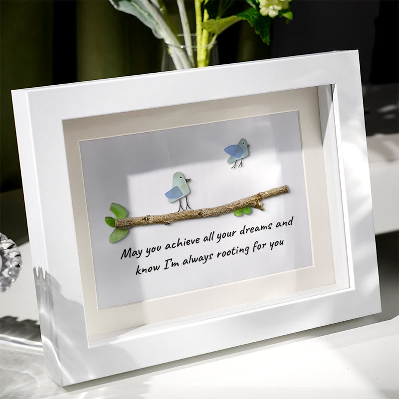 May You Achieve Dreams Birds Sea Glass Framed Art Family Gift - image 1