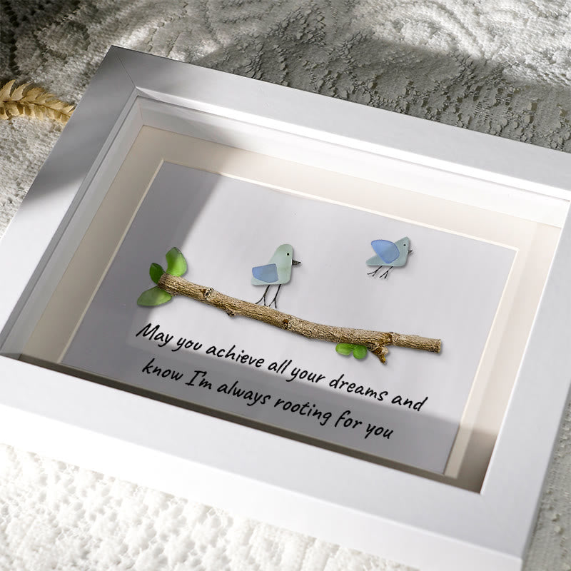 May You Achieve Dreams Birds Sea Glass Framed Art Family Gift - image 2