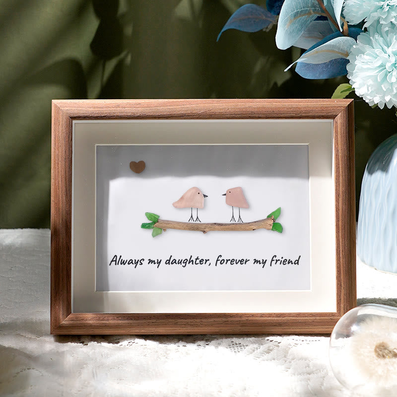 Always My Daughter Birds Sea Glass Framed Art Gift for Daughter - Walnut Brown - 6" X 8" - image 4