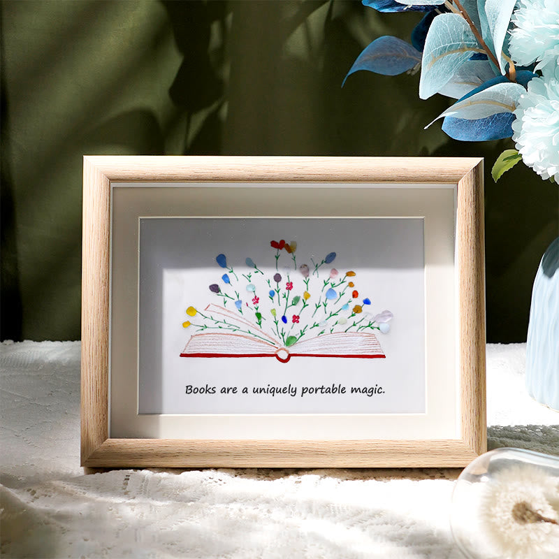 Magic Books Sea Glass Framed Art Inspirational Gift - Oak - 6" X 8" - image 5