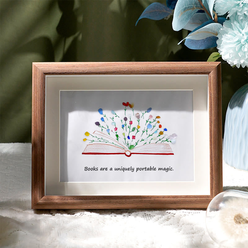 Magic Books Sea Glass Framed Art Inspirational Gift - Walnut Brown - 6" X 8" - image 6