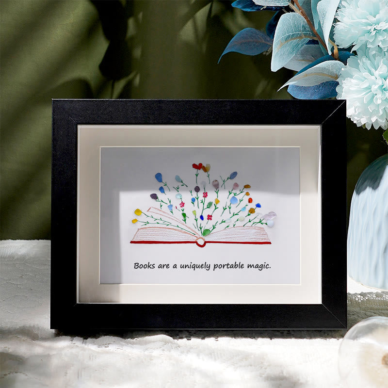 Magic Books Sea Glass Framed Art Inspirational Gift - Black - 6" X 8" - image 0