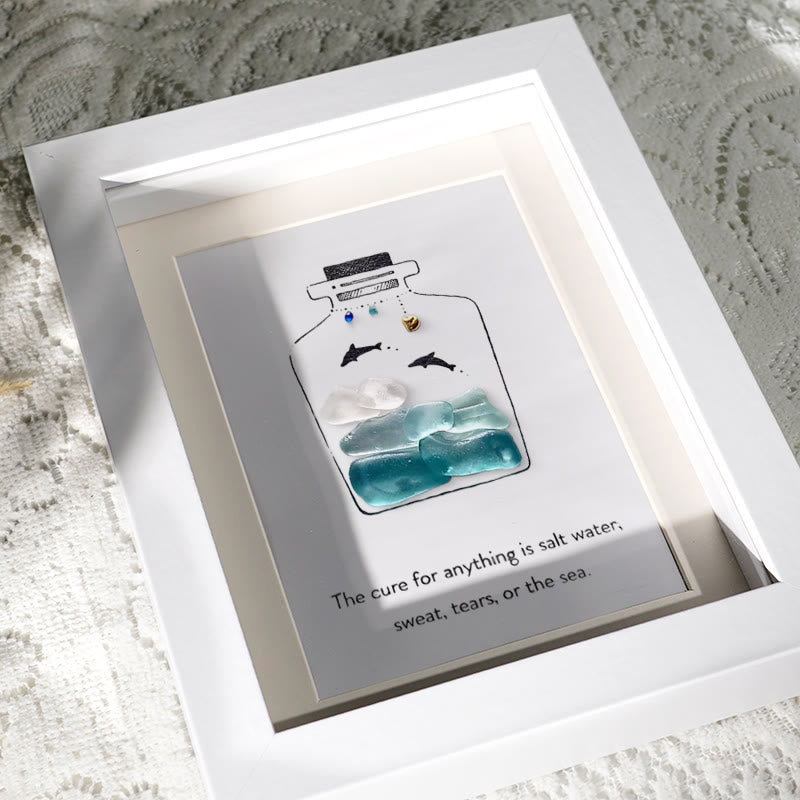 Sea Bottle Sea Glass Framed Art Inspirational Gift - image 2