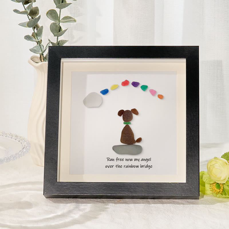 Dog Memorial Sea Glass Framed Art Loss Of Dog Gift - Black - 8" X 8" - image 0
