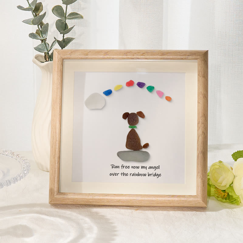 Dog Memorial Sea Glass Framed Art Loss Of Dog Gift - Oak - 8" X 8" - image 5