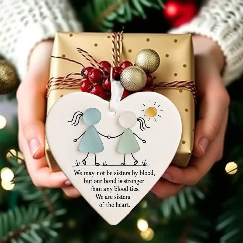 Bond of Soul Sisters Heart-Shaped Sea Glass Hanging Ornament - image 2