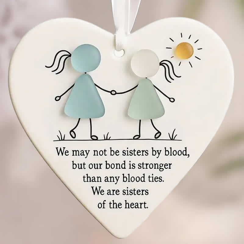 Bond of Soul Sisters Heart-Shaped Sea Glass Hanging Ornament - image 3