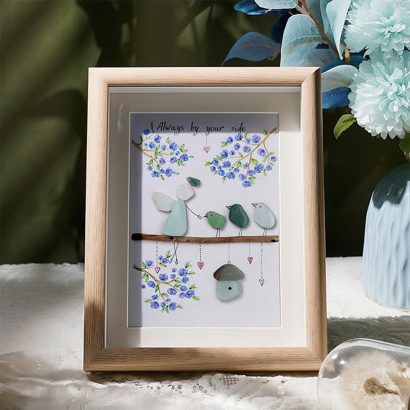 Angel Always By Your Side Sea Glass Framed Art - Oak - 8" X 6" - image 0