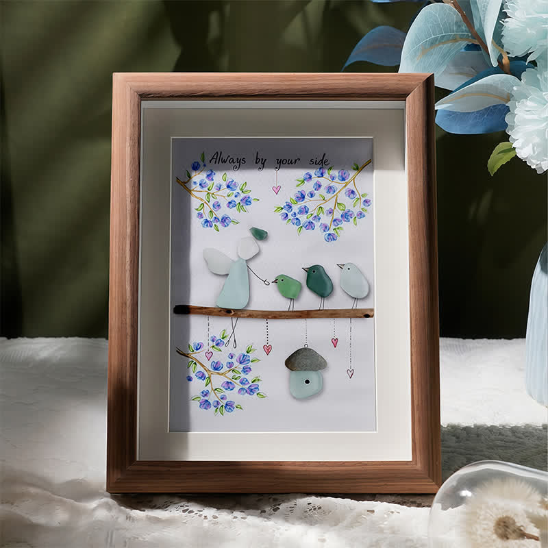 Angel Always By Your Side Sea Glass Framed Art - Walnut Brown - 8" X 6" - image 4