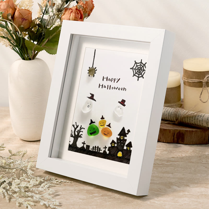 Ghost Happy Halloween Sea Glass Framed Art - image 1