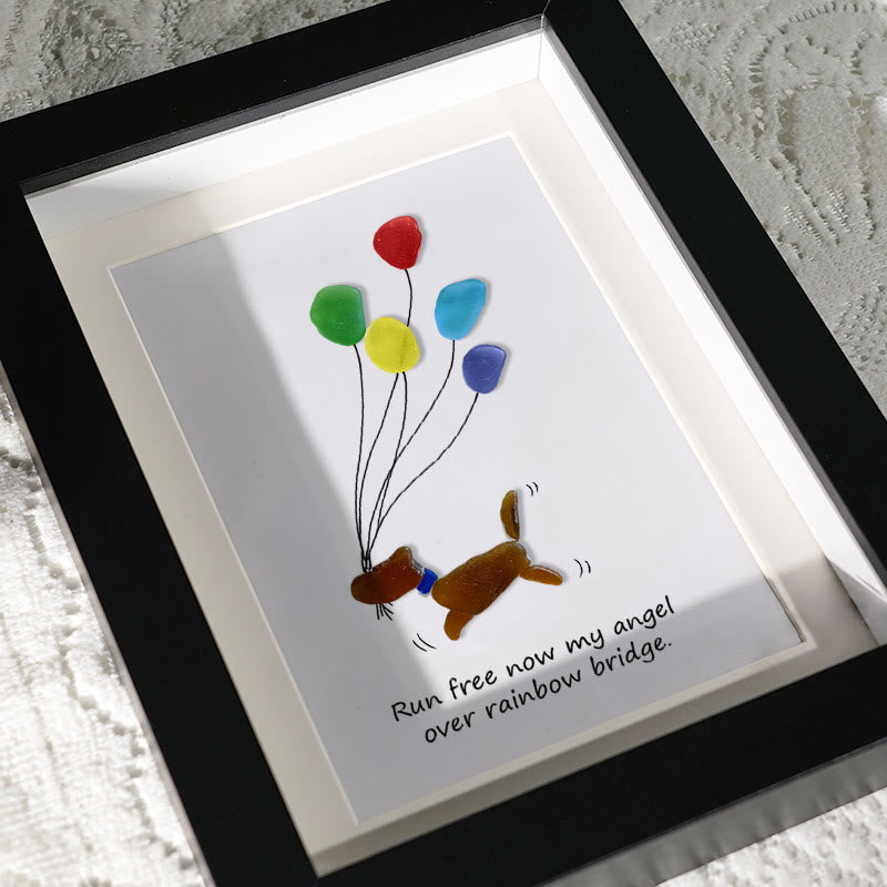 Run Free Now My Angel Dog Memorial Sea Glass Framed Art - image 2