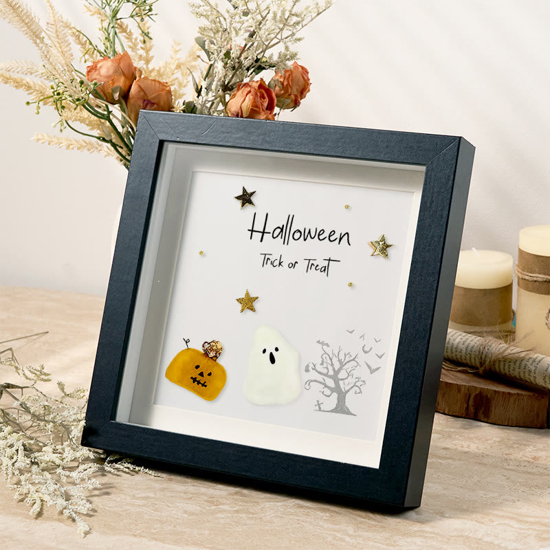 Halloween Trick Or Treat Sea Glass Framed Art - image 1