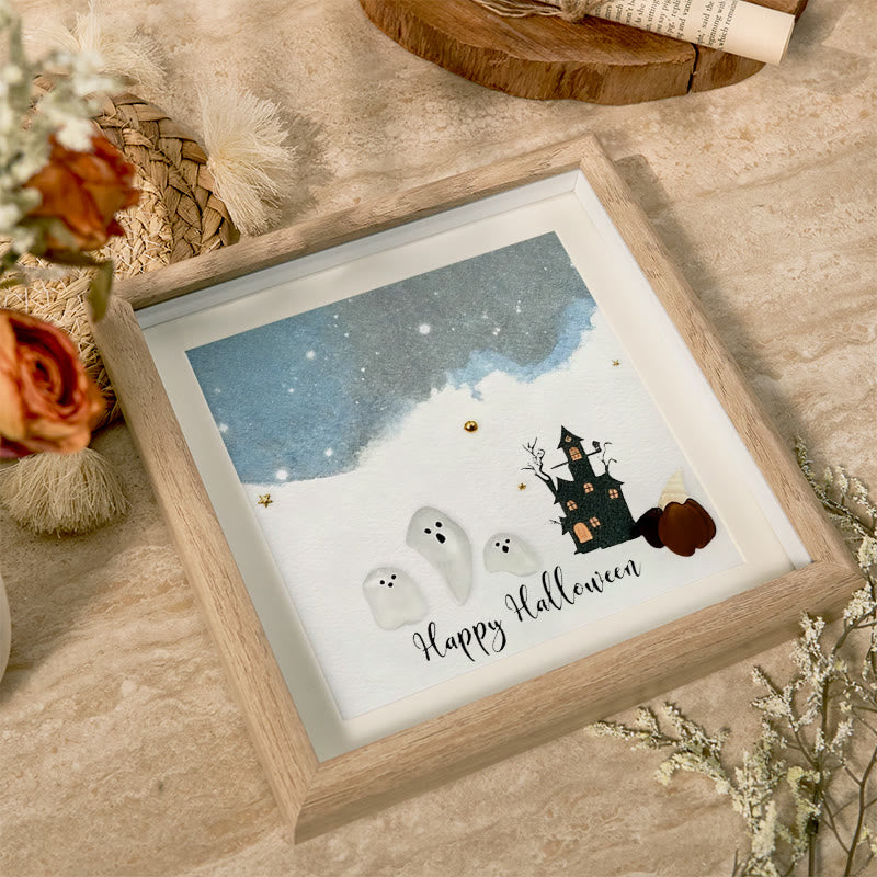 Halloween Ghost House Sea Glass Framed Art - image 2