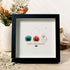 Halloween Jack O lantern And Ghost House Sea Glass Framed Art - Black - 8" X 8" - image 0