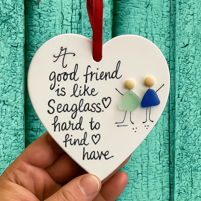 Friendship Gift A Friend Is Like Sea Glass Hanging Ornament - Heart - Buy 4 Get 3 Free(7 Pcs) - image 1