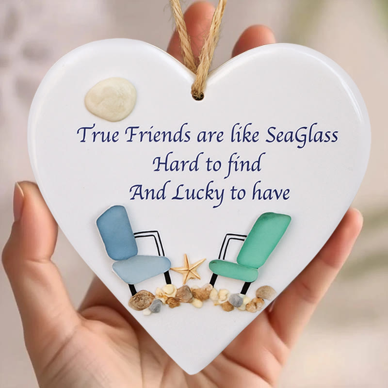 Friendship Gift True Friends Are Like Sea Glass Hanging Ornament - Buy 4 Get 3 Free(7 Pcs) - 2.91" × 2.76" × 0.12" - image 0
