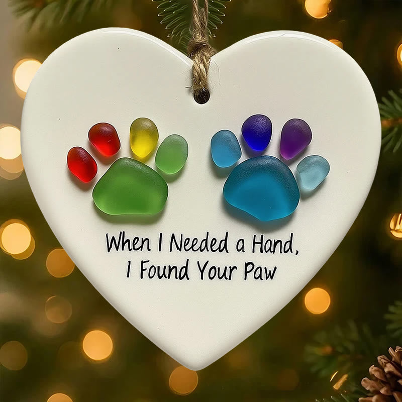 Pet Memorial Gift Rainbow Paw Sea Glass Hanging Ornament - image 1