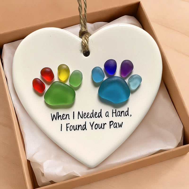 Pet Memorial Gift Rainbow Paw Sea Glass Hanging Ornament - image 3