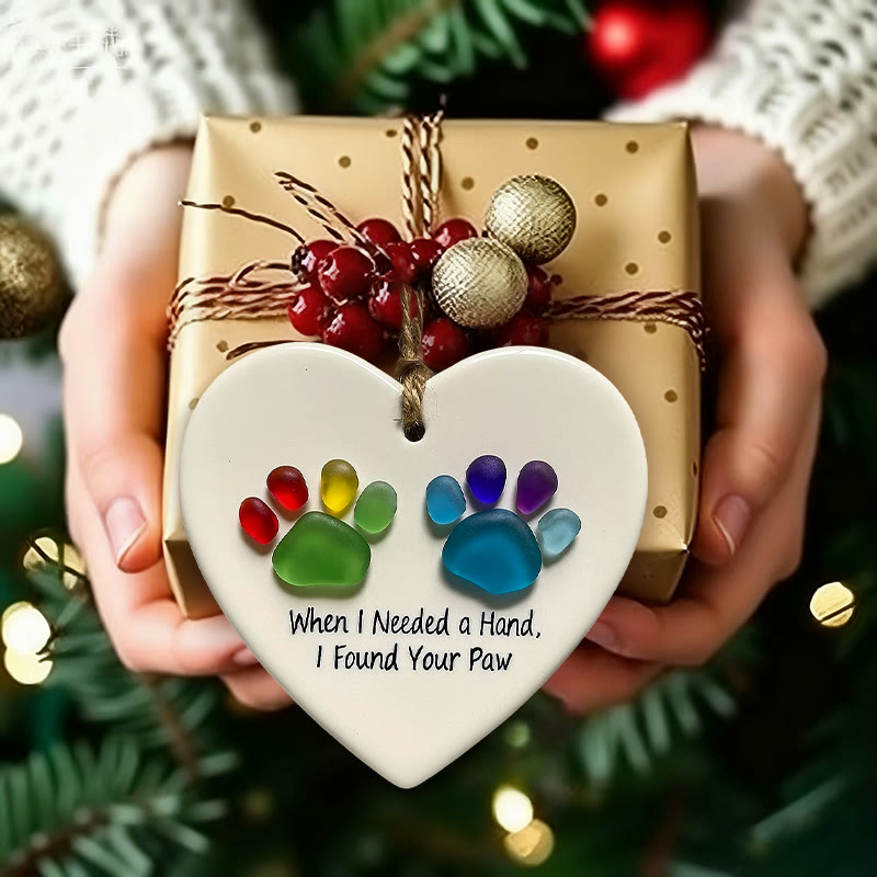 Pet Memorial Gift Rainbow Paw Sea Glass Hanging Ornament - image 2