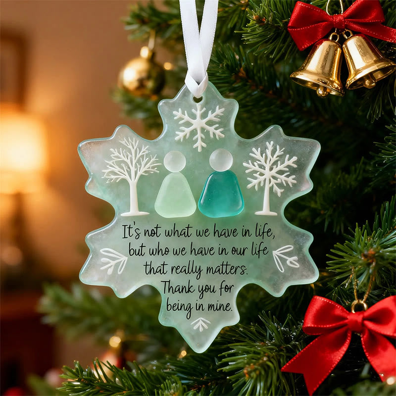 Friendship Gift Snowflake Shaped Sea Glass Hanging Ornament - image 1
