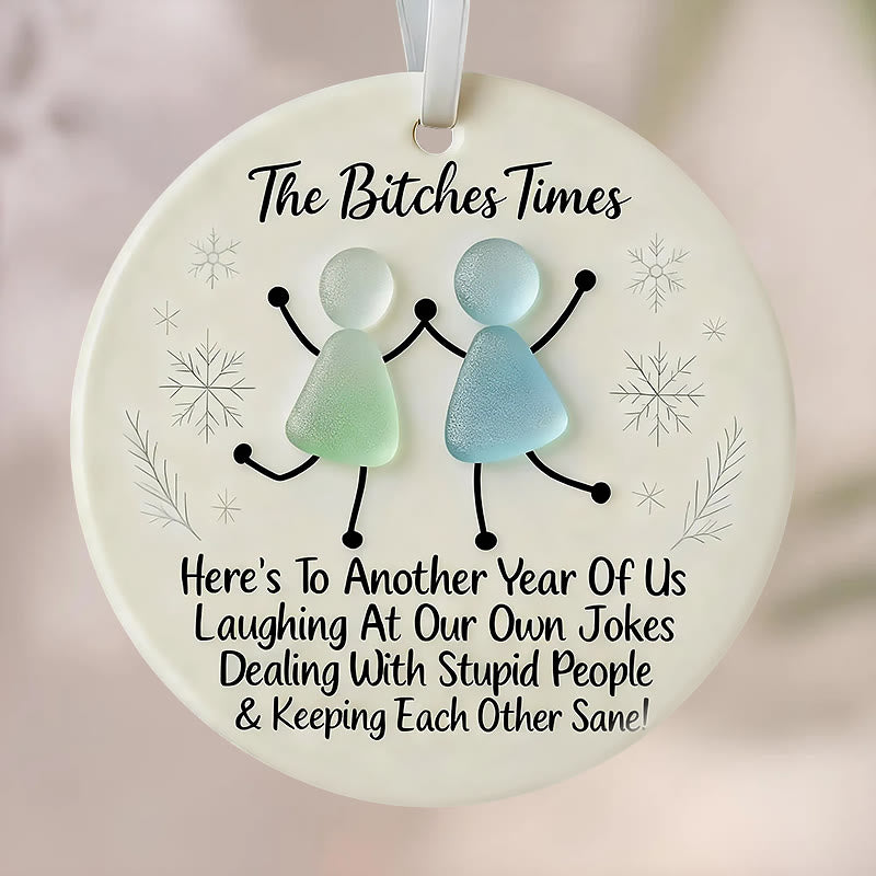 Friendship Gift Funny Friends Sea Glass Hanging Ornament - image 4