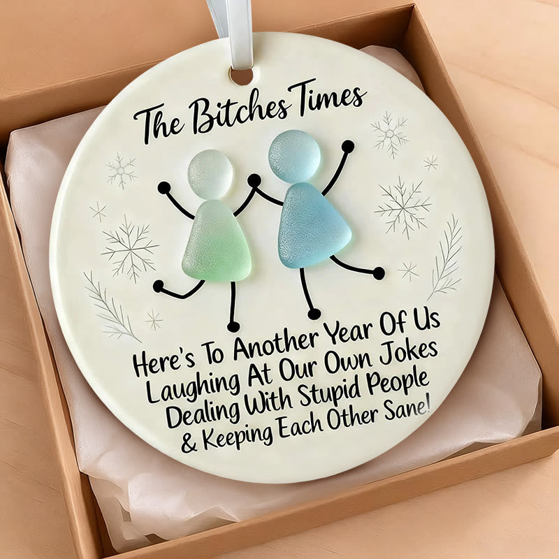 Friendship Gift Funny Friends Sea Glass Hanging Ornament - image 3