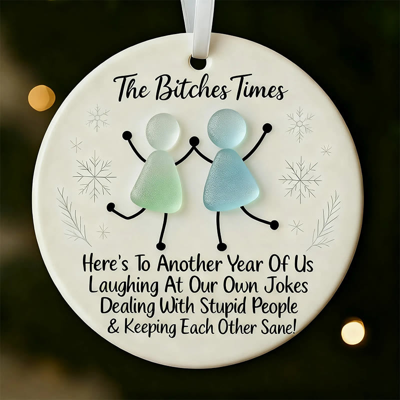 Friendship Gift Funny Friends Sea Glass Hanging Ornament - image 1