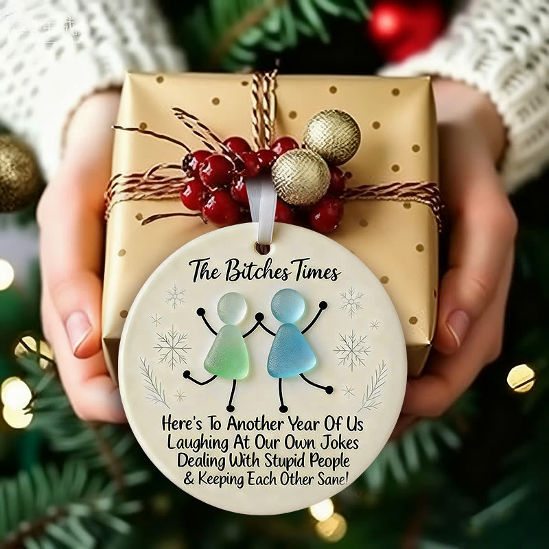 Friendship Gift Funny Friends Sea Glass Hanging Ornament - image 2