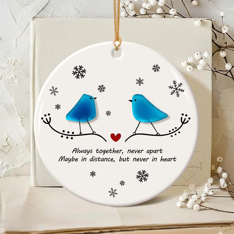 Long Distance Relationships Gifts Sea Glass Hanging Ornament - image 1
