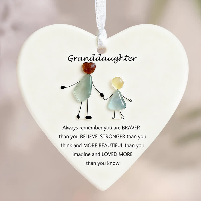 Family Heart-Shaped Sea Glass Hanging Ornament For Grandson - image 4