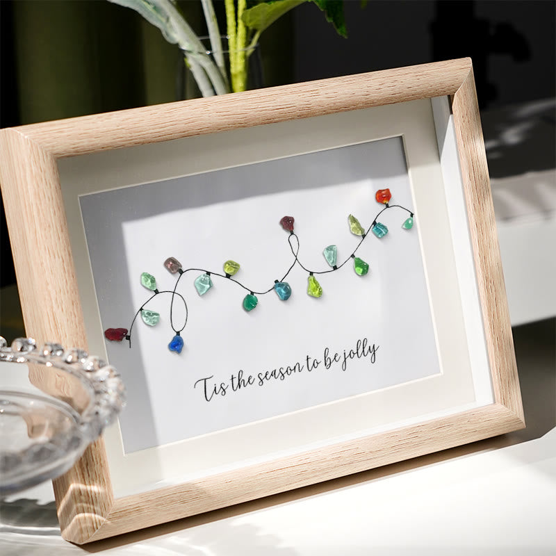 Christmas Light Bulbs Sea Glass Framed Art - image 1