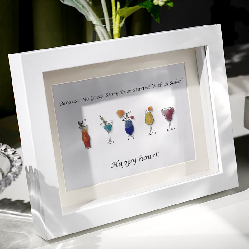Happy Hour Cocktail Sea Glass Framed Art - image 1