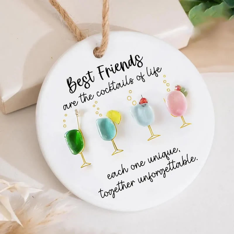 Best Friends Cocktails Sea Glass Hanging Ornament - image 4