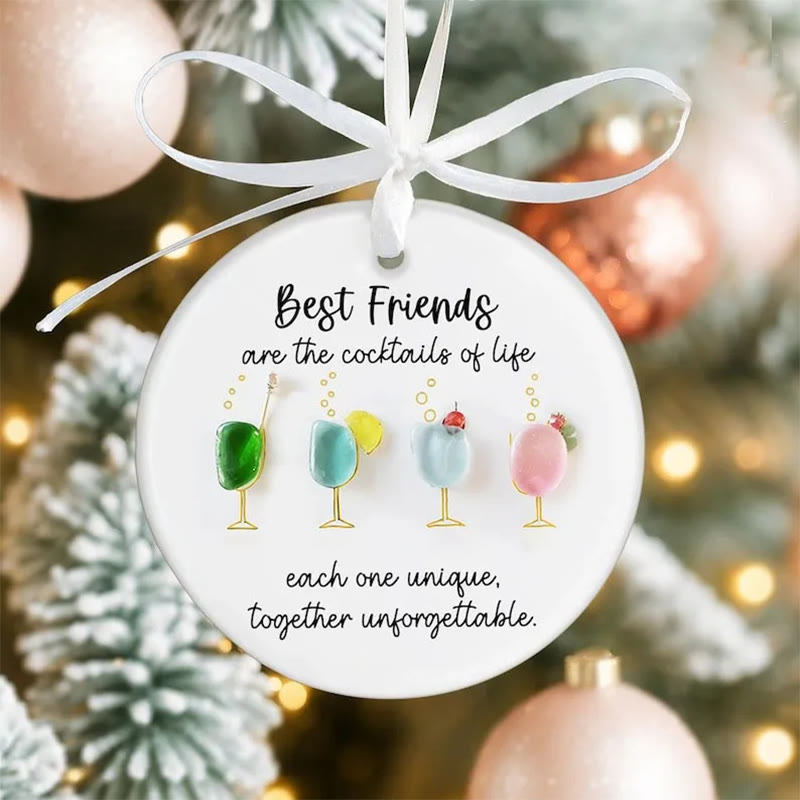 Best Friends Cocktails Sea Glass Hanging Ornament - image 2