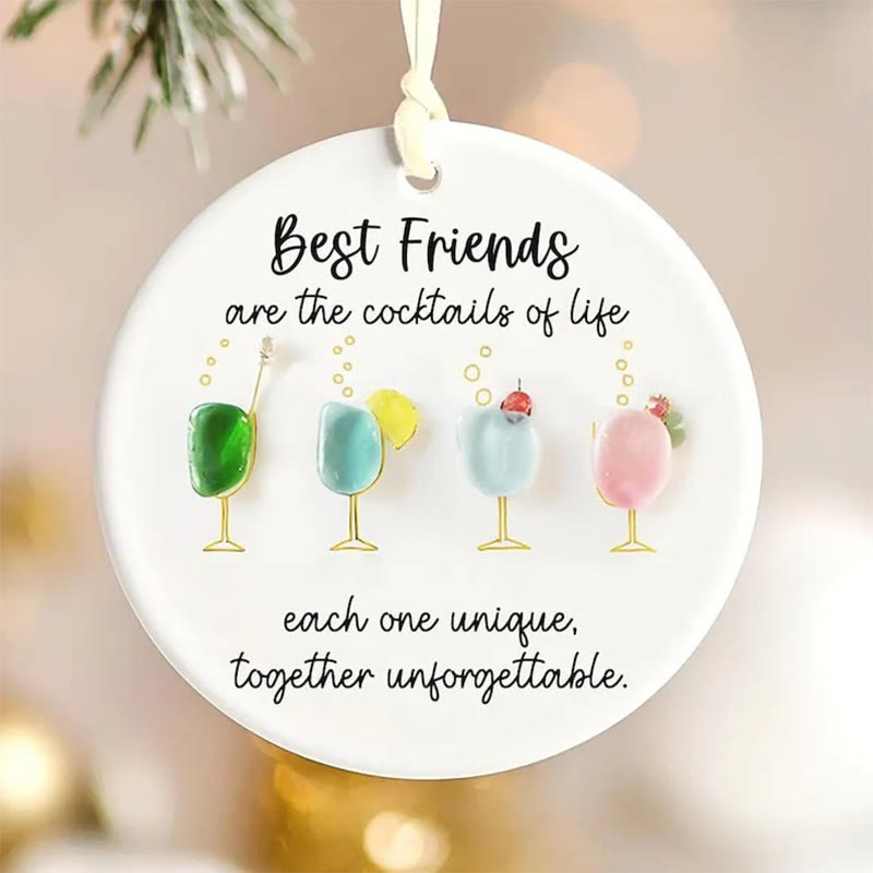 Best Friends Cocktails Sea Glass Hanging Ornament - image 3