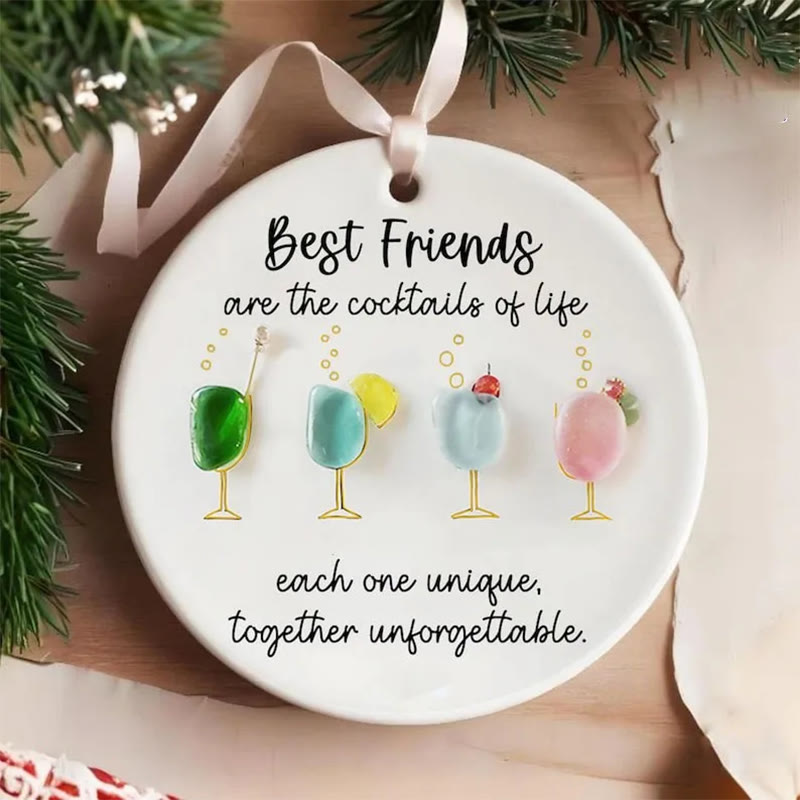 Best Friends Cocktails Sea Glass Hanging Ornament - image 1