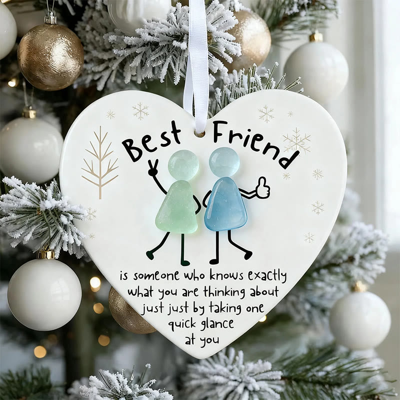 Friendship Gift Best Friends Sea Glass Hanging Ornament - image 1