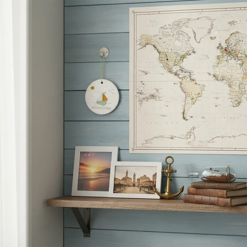 Sailboat Best Wish Sea Glass Hanging Ornament - image 3