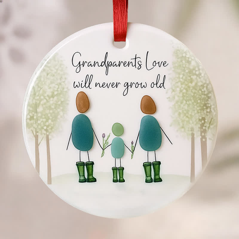 Grandparents Love Round-shaped Sea Glass Hanging Ornament - image 4